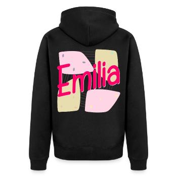 NOM CADEAU FILLE FILLE EMILIA - Veste à capuche bio Premium Unisexe - noir - Dos - Nico (187cm)