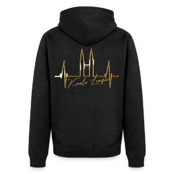 Kuala Lumpur Skyline Heartbeat Malaisie Amour KLCC - Veste à capuche bio Premium Unisexe - noir - Dos - Nico (187cm)