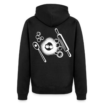 Dessin des ingrédients de cuisson - Veste à capuche bio Premium Unisexe - noir - Dos - Nico (187cm)