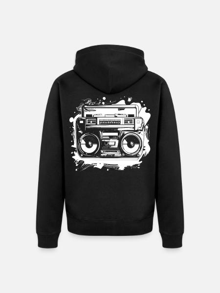Hip Hop Music Drawing - Unisex Premium Organic Zip Hoodie - black