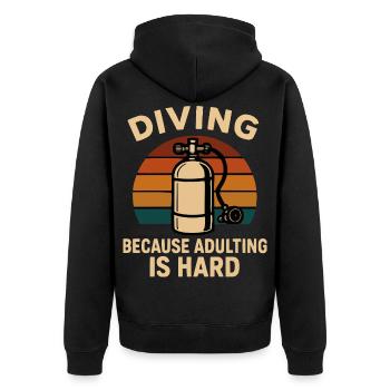 Diving Escape – When adulthood is annoying - Unisex Premium Organic Zip Hoodie - black - Back - Nico (187cm)