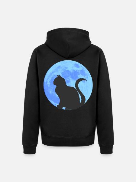 Mondkatze Silhouetten - Unisex Premium Bio Zip Hoodie - Schwarz