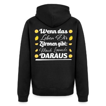 Zitronen und Limonade - Unisex Premium Bio Zip Hoodie - Schwarz - Hinten - Nico (187cm)