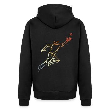 Cricketer Skizze Vintage Look - Unisex Premium Bio Zip Hoodie - Schwarz - Hinten - Nico (187cm)