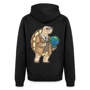 Schildkröte Geschichte Lehrer Schule - Unisex Premium Bio Zip Hoodie - Schwarz - Hinten - Nico (187cm)