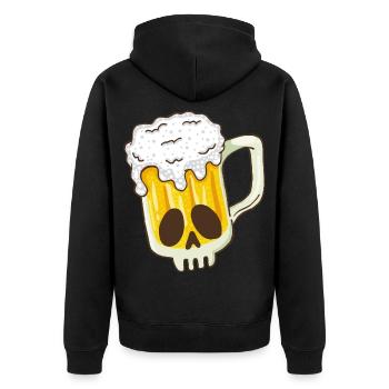 Totenkopf und Bier - Unisex Premium Bio Zip Hoodie - Schwarz - Hinten - Nico (187cm)