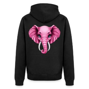 Cute Pink Pink Elephant :) - Unisex Premium Organic Zip Hoodie - black - Back - Nico (187cm)