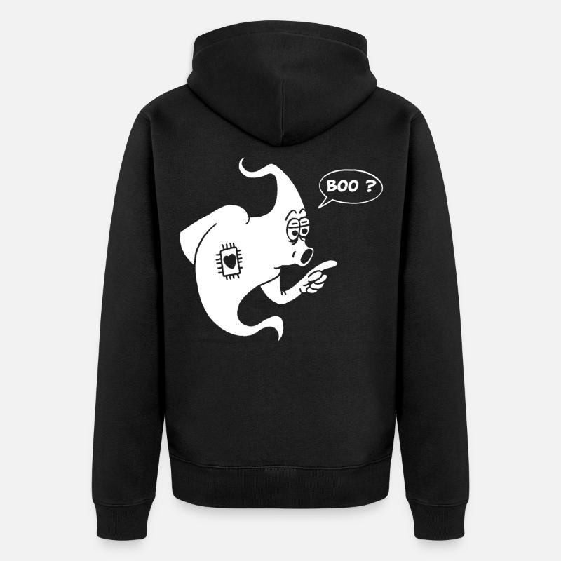 Fantôme blanc amusant - Veste à capuche bio Premium Unisexe - noir