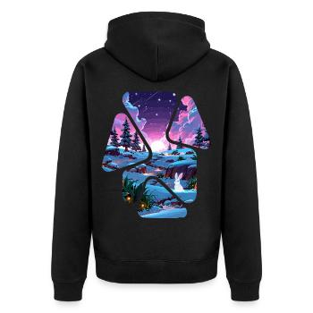 Landscape Snow Puzzle Fantasy - White Rabbit - Unisex Premium Organic Zip Hoodie - black - Back - Nico (187cm)