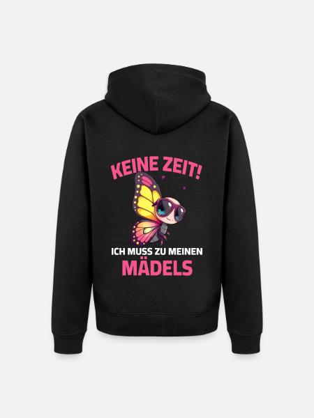 Bunte Schmetterlingsmotive mit Spaßschrift - Unisex Premium Bio Zip Hoodie - Schwarz
