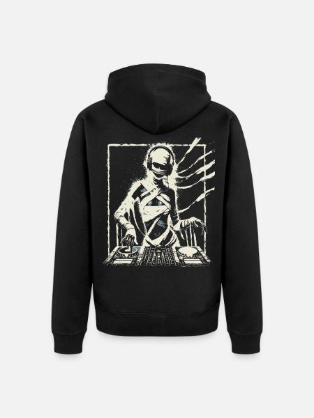 Futuristic DJ with Glitch Effects. - Unisex Premium Organic Zip Hoodie - black