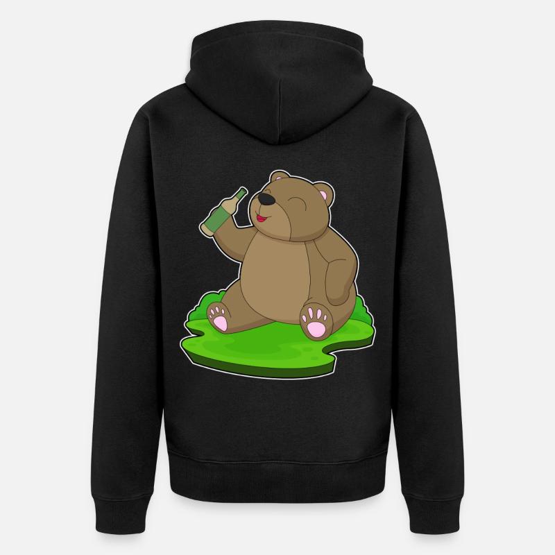 Bear bouteille de bière - Veste à capuche bio Premium Unisexe - noir