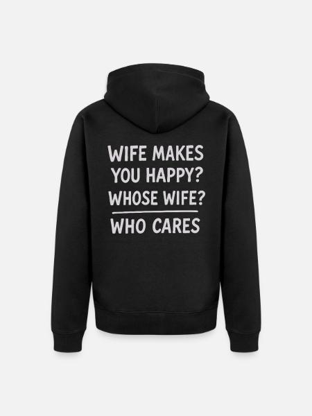 Humorous Wife Appreciation Quote Design - Unisex Premium Organic Zip Hoodie - black