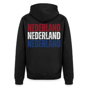 Drapeau des Pays-Bas, j’adore les Pays-Bas - Veste à capuche bio Premium Unisexe - noir - Dos - Nico (187cm)