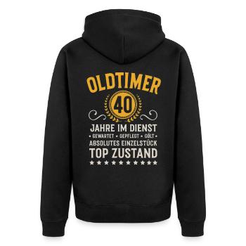 Company Anniversary 40 Years Anniversary Anniversary - Unisex Premium Organic Zip Hoodie - black - Back - Nico (187cm)