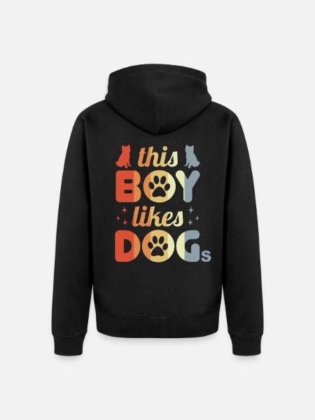 Junge der Hunde mag - Unisex Premium Bio Zip Hoodie - Schwarz
