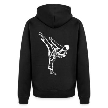 Karate Junge Skizze - Unisex Premium Bio Zip Hoodie - Schwarz - Hinten - Nico (187cm)
