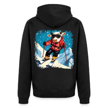 Vaches skieuses - Veste à capuche bio Premium Unisexe - noir - Dos - Nico (187cm)