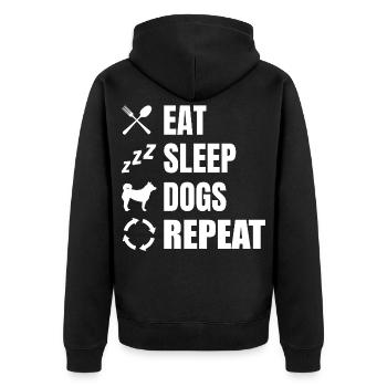 Eat Sleep Dogs Repeat - Unisex Premium Organic Zip Hoodie - black - Back - Nico (187cm)