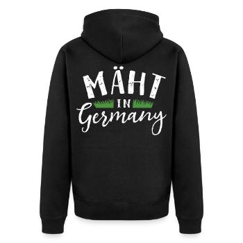 Mäht in Germany - Rasenmäher - Mähen - Wortspiel - Unisex Premium Bio Zip Hoodie - Schwarz - Hinten - Nico (187cm)