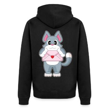 Katze Liebesbrief - Unisex Premium Bio Zip Hoodie - Schwarz - Hinten - Nico (187cm)