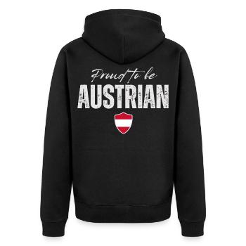 Proud Austrian, Made in Austria - Unisex Premium Bio Zip Hoodie - Schwarz - Hinten - Nico (187cm)