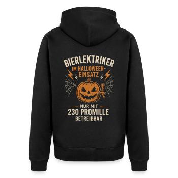HALLOWEEN BIER ELEKTRIKER EINSATZ BIERLEKTRIKER - Unisex Premium Bio Zip Hoodie - Schwarz - Hinten - Nico (187cm)