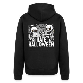 Düsteres Gothic Halloween Skelett Design - Unisex Premium Bio Zip Hoodie - Schwarz - Hinten - Nico (187cm)