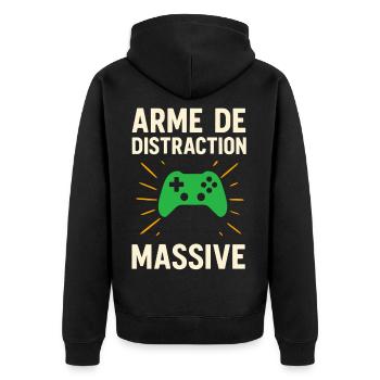 T-shirt gamer drôle – Arme de distraction massive - Veste à capuche bio Premium Unisexe - noir - Dos - Nico (187cm)