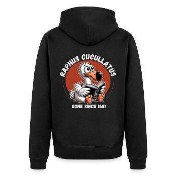 Cartoon Dodo Vogel Lesehandbuch zum Überleben Humor - Unisex Premium Bio Zip Hoodie - Schwarz - Hinten - Nico (187cm)