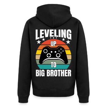 Leveling Up To Big Brother Gaming Gamer Brother - Unisex Premium Organic Zip Hoodie - black - Back - Nico (187cm)