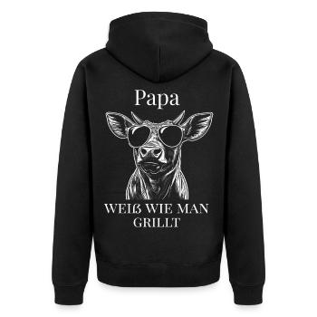 Papa grille le mieux - vache fraîche avec des lunettes de soleil - Veste à capuche bio Premium Unisexe - noir - Dos - Nico (187cm)