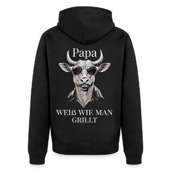 Papa sait faire des grillades – le culte du BBQ ! - Veste à capuche bio Premium Unisexe - noir - Dos - Nico (187cm)