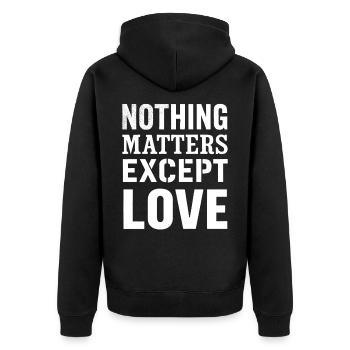 Chemise d’inspiration Rien d’autre que l’amour - Veste à capuche bio Premium Unisexe - noir - Dos - Nico (187cm)
