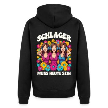 Schlager Muss Heute Sein Buntes Blumenmotiv - Unisex Premium Bio Zip Hoodie - Schwarz - Hinten - Nico (187cm)