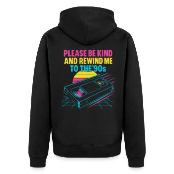 Retro 90er Jahre Kassette und Sunset Design - Unisex Premium Bio Zip Hoodie - Schwarz - Hinten - Nico (187cm)