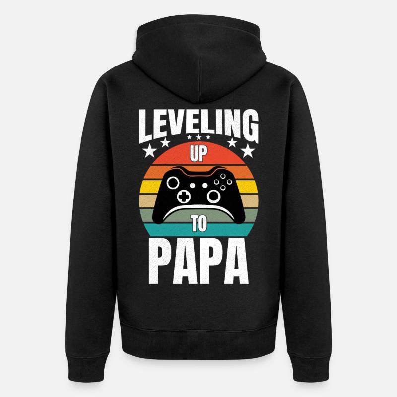 Montée de niveau jusqu’à papa - Veste à capuche bio Premium Unisexe - noir