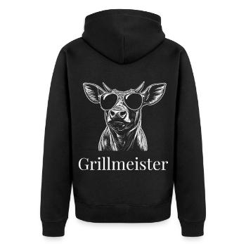 Motif Grillmeister avec vache et lunettes de soleil - Veste à capuche bio Premium Unisexe - noir - Dos - Nico (187cm)