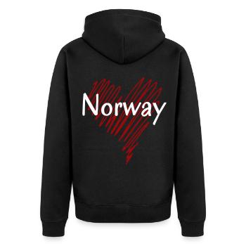 I love Norway, Norwegian pride - Unisex Premium Organic Zip Hoodie - black - Back - Nico (187cm)