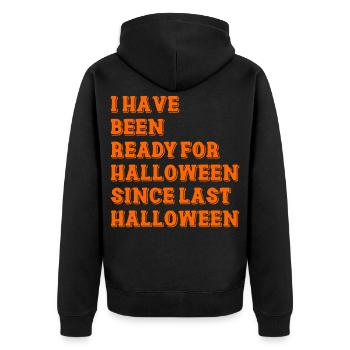 I have been ready for Halloween - Unisex Premium Bio Zip Hoodie - Schwarz - Hinten - Nico (187cm)
