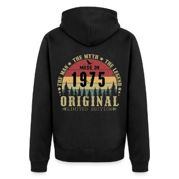 1975 Vintage Original 1975 Geburtstagsgeschenk - Unisex Premium Bio Zip Hoodie - Schwarz - Hinten - Nico (187cm)