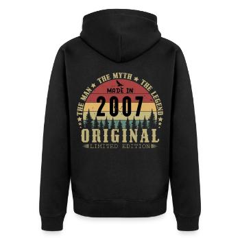 2007 Vintage Born 2007 Vintage Birthday Gift - Unisex Premium Organic Zip Hoodie - black - Back - Nico (187cm)