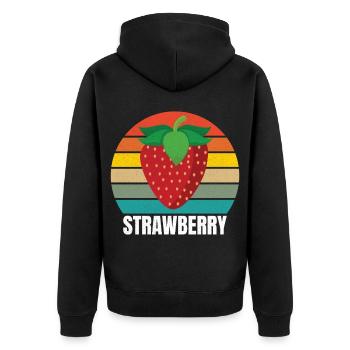 Strawberry Vintage - Unisex Premium Bio Zip Hoodie - Schwarz - Hinten - Nico (187cm)