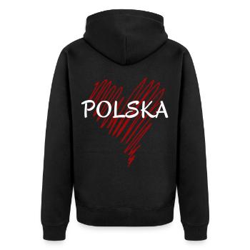 J’adore la Pologne, la fierté polonaise - Veste à capuche bio Premium Unisexe - noir - Dos - Nico (187cm)