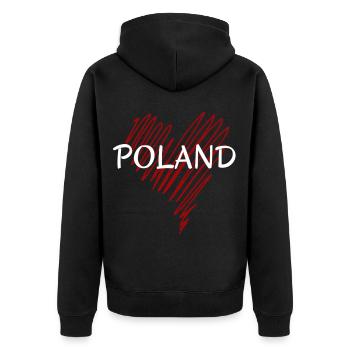 J'aime la Pologne, mon cœur est en Pologne - Veste à capuche bio Premium Unisexe - noir - Dos - Nico (187cm)