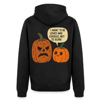 Duo de citrouilles d’Halloween câlins - Veste à capuche bio Premium Unisexe - noir - Dos - Nico (187cm)