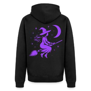 Sorcière Lune volante Witchcore Motif - Veste à capuche bio Premium Unisexe - noir - Dos - Nico (187cm)
