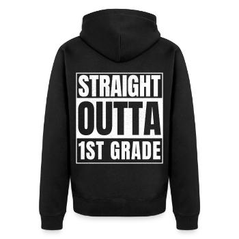 STRAIGHT OUTTA Première année - Veste à capuche bio Premium Unisexe - noir - Dos - Nico (187cm)