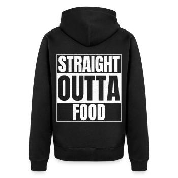 STRAIGHT OUTTA Food - Unisex Premium Organic Zip Hoodie - black - Back - Nico (187cm)