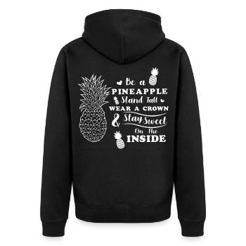 Pineapple Quote Graphic for Summer Wear - Unisex Premium Organic Zip Hoodie - black - Back - Nico (187cm)